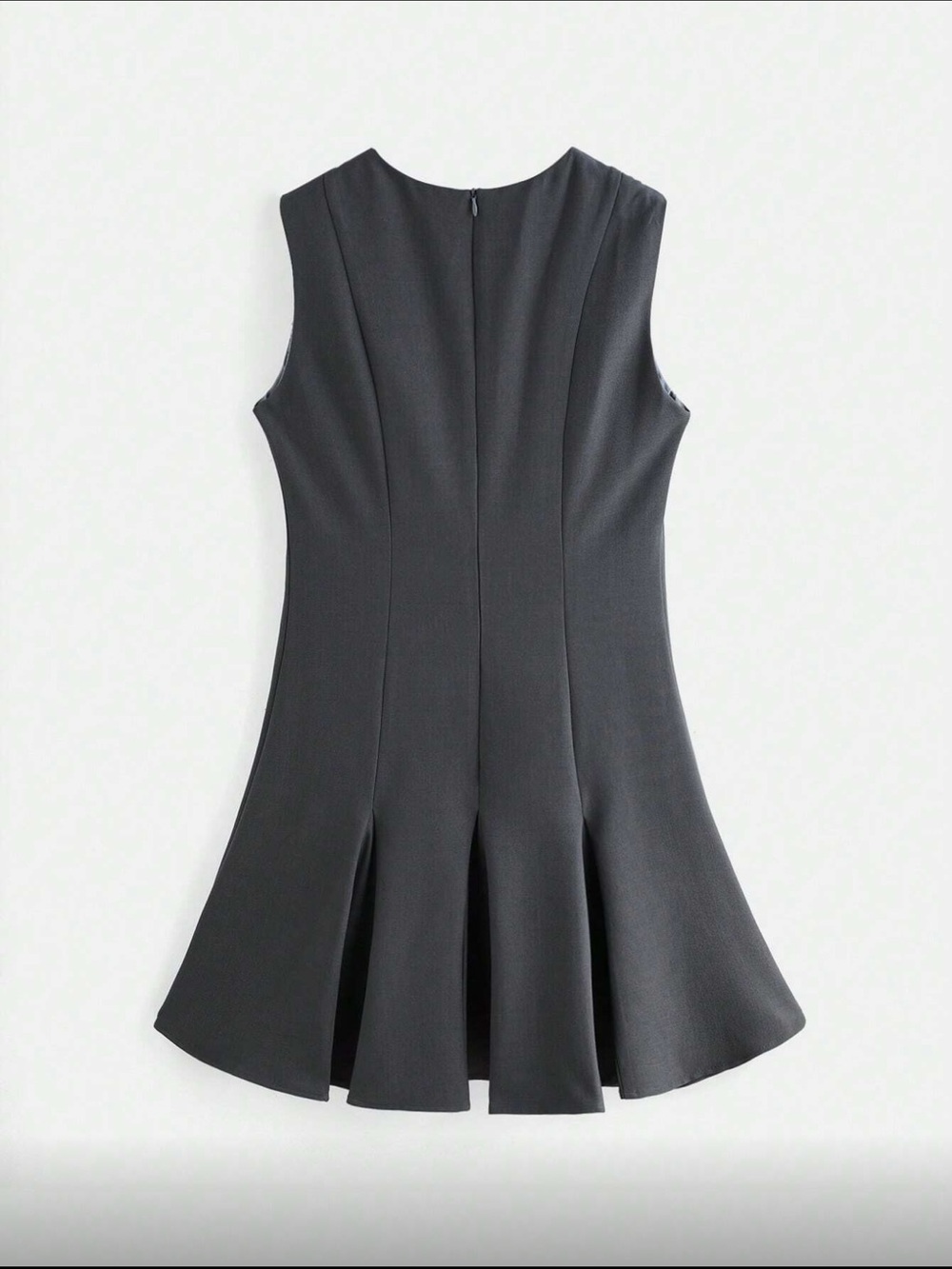 Sleeveless Gray Fit-and-Flare Dress - Picture 4 of 4